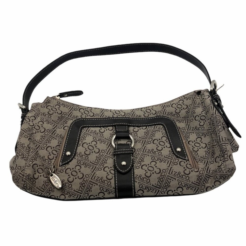 Liz & Co Spell Out Logo Baguette Purse Cloth Tan Brown